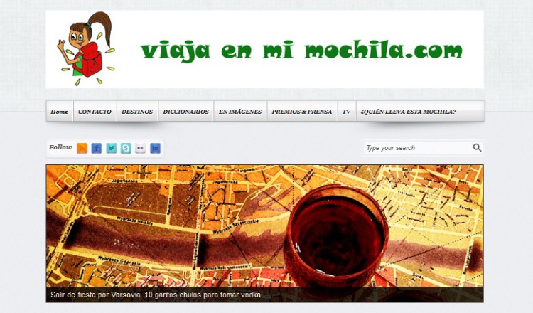 Viaja en mi Mochila WEB. Captura de pantalla