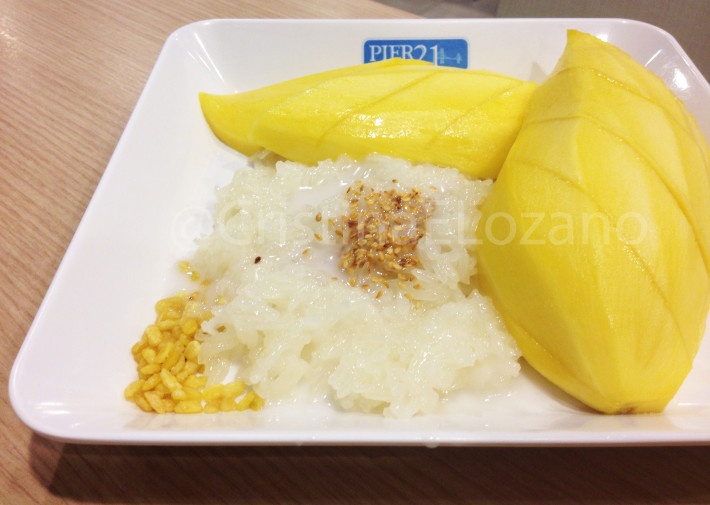 Mango sticky rice. Dulces de Tailandia.