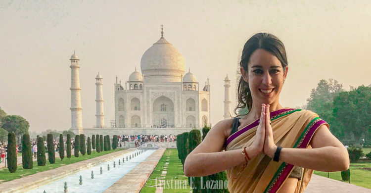 Cristina E. Lozano, sari, Taj Mahal, Agra, India