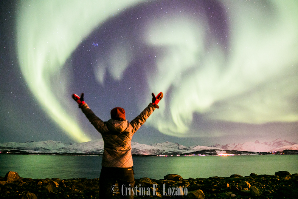 Cristina E. Lozano. Aurora boreal. Dia 2. Febrero de 2018. Tromso. Noruega._